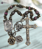 Our Lady of the Rosary Miraculous Mary solid heritage bronze vintage style chaplet tourmaline