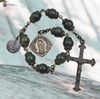 Devotional 9 bead healing saints St Jude Archangel Raphael heritage bronze vintage style chaplet green jade