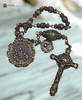 Our Lady of the Pillar Sacred Heart Jesus Lady of Carmel solid heritage bronze vintage style chaplet tourmaline