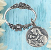 Sterling silver Blessed Virgin Mary antique style pocket medal prayer ring devotional keychain by Bless And Heal Me