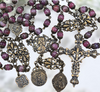 Joan of Arc Archangel Michael Sacred Heart Our Lady Rosary Lourdes St Therese Blessed Virgin Mary Fleur de Lis heritage bronze rosary genuine pink ruby by Bless And Heal Me