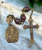 Jesus with Lion & Sacred Heart of Jesus 3 Beads Chaplet | Heritage Bronze| Jasper