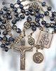 St Anthony St Joseph the Worker Archangel Michael heritage solid bronze vintage rosary midnight blue jade by Bless And Heal Me