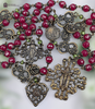 Miraculous Mary Blessed Virgin Mary Our Lady Lourdes Mother Mary Sacred Heart Jesus Two Marys Cross heritage bronze rosary genuine rubies peridot by Bless And Heal Me