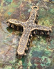 Solid Heritage Bronze Artisan Deeply Sculptured Nails Cross Pendant | Large | 2.5 inch