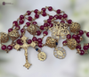 Miraculous Mary Our Lady Lourdes Sacred Heart vermeil 18K gold sterling silver vintage rosary genuine red ruby kyanite by Bless And Heal Me