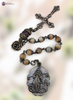 Immaculate Mary Assumption Mary with Angels premium heritage bronze antique chaplet citrine red jade by Bless And Heal Me