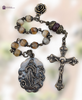 Immaculate Mary Assumption Mary with Angels premium heritage bronze antique chaplet citrine red jade by Bless And Heal Me