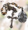 Immaculate Mary Assumption Mary with Angels premium heritage bronze antique chaplet citrine red jade by Bless And Heal Me