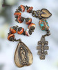 Our Lady Guadalupe Sacred Heart Jesus Caravaca crucifix heritage bronze vintage chaplet genuine spiny oyster shell turquoise blue imperial jasper by Bless And Heal Me