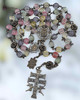 Our Lady Guadalupe Miraculous Mary Sacred Heart Jesus Caravaca crucifix heritage solid bronze vintage rosary colorful quartz beads by Bless And Heal Me