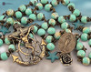 Stella Maris starfish anchor crucifix heritage solid bronze vintage rosary mother of pearl aqua stone mix by Bless And Heal Me