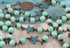 Stella Maris starfish anchor crucifix heritage solid bronze vintage rosary mother of pearl aqua stone mix by Bless And Heal Me