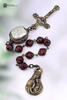 Mother Mary with Baby Jesus little angels crucifix heritage bronze vintage chaplet red Czech glass handcrafted Bali design bead pearl by Bless And Heal Me