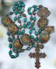 Blessed Virgin Mary Par Marie Jesus Our Lady Lourdes bronze rosary turquoise coral by Bless And Heal Me