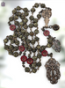 Radiant Miraculous Mary Our Lady Lourdes Angels Crucifix bronze rosary green garnet Czech glass by Bless And Heal Me
