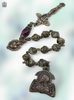 Jesus with lilies Sacred Heart Holy Eucharist Crucifix bronze chaplet green garnet red agate by Bless And Heal Me