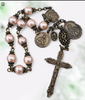 St Anne St Gerard Virgin Mary Holy Family Holy Spirit fertility pregnancy heritage bronze chaplet peach pearl shell by Bless And Heal Me