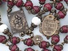 Divine Mercy Sacred Heart Lady of Carmel 58 bead heritage bronze chaplet red jade mother of pearl by Bless And Heal Me