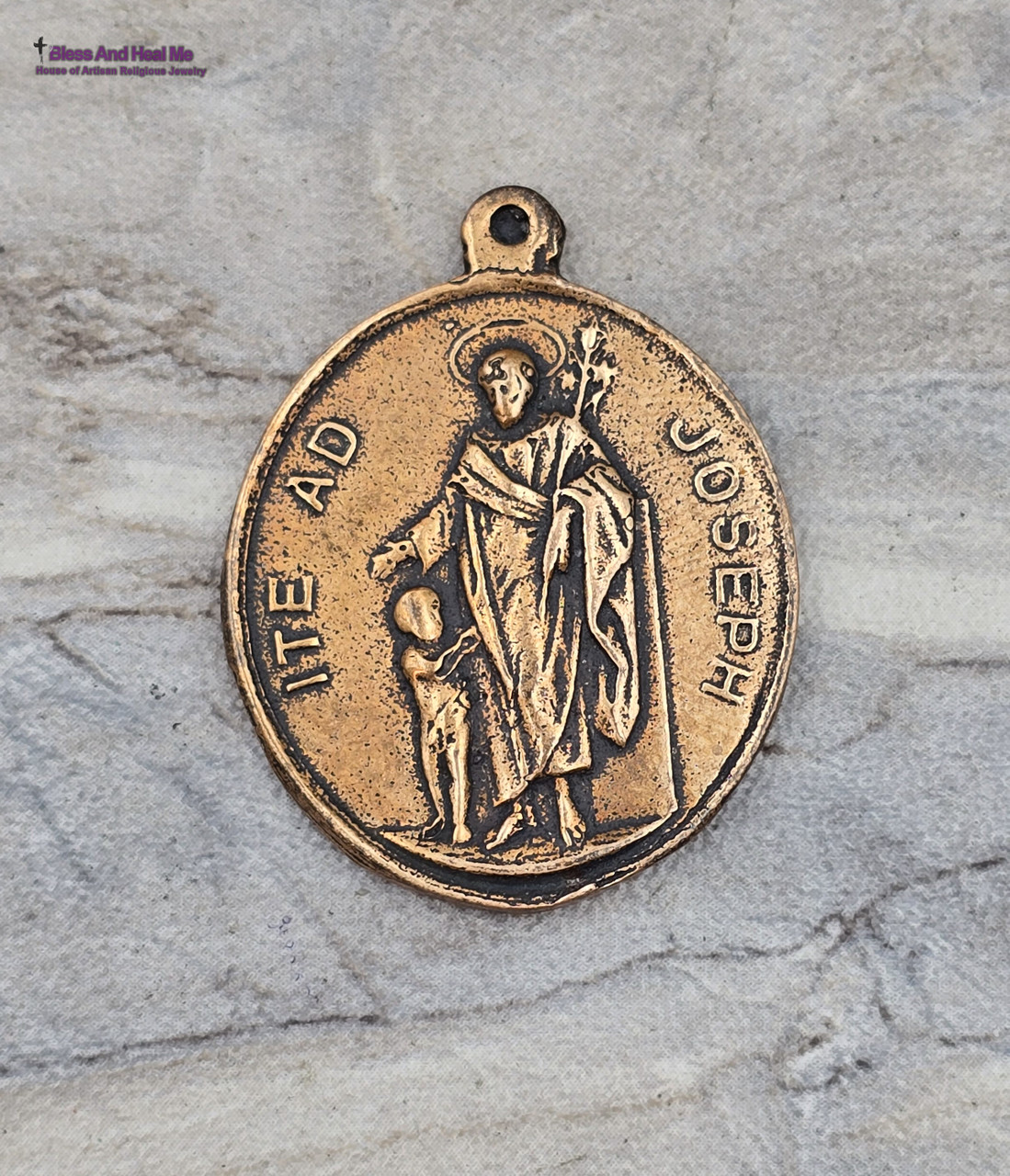 【メタル親父様用】ENGEL / Blood Of Saints St Joseph with Guardian Angel Catholic Medal -Large Solid Bronze