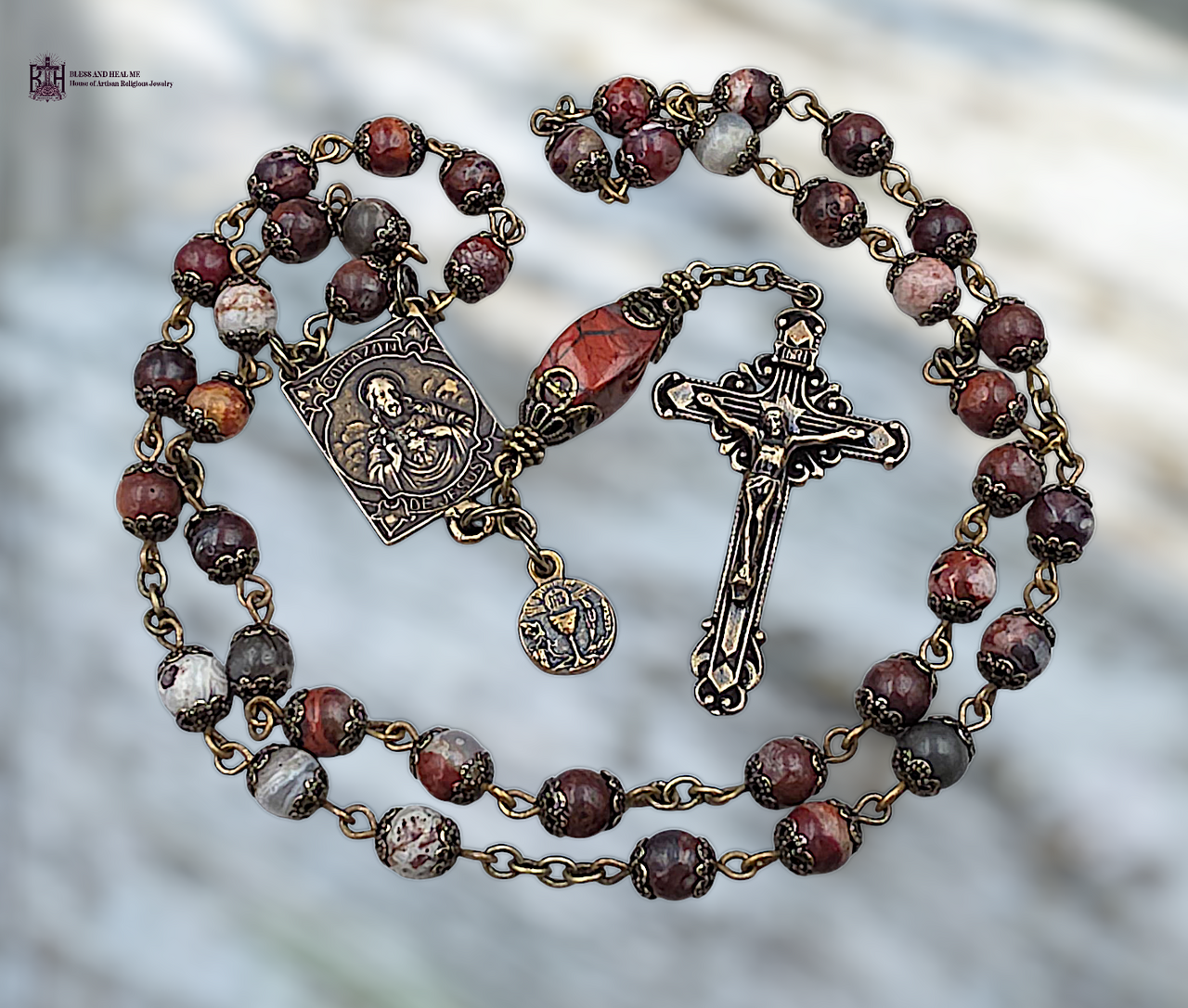 Rosary of Jesus 41 Beads Chaplet | Heritage Bronze | Red Crazy