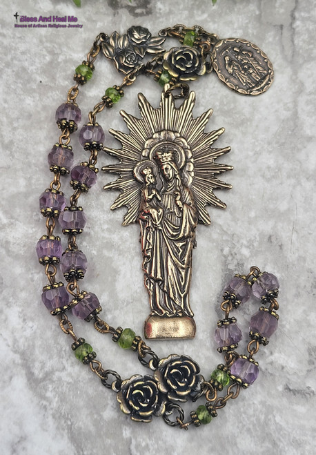 St Anne Holy Family Amethyst Peridot Bronze Antique Style Large Chaplet