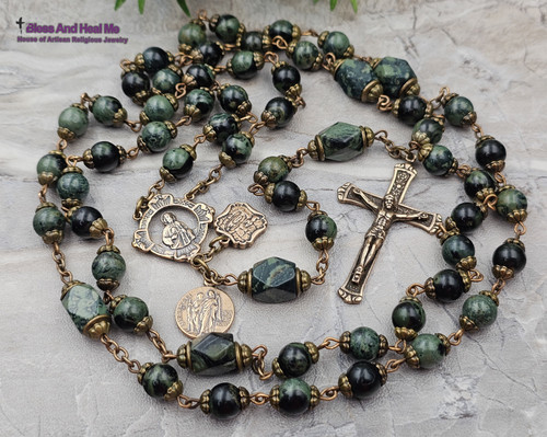 St Jude Lourdes Raphael Kambaba Jasper Vintage Bronze Rosary