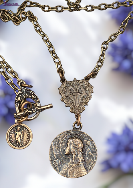 Joan of Arc, St Michael Catholic Necklace Pendant |Bronze | Antique Style