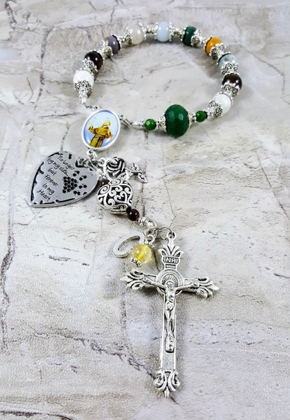 Custom St Francis of Assisi Grieving , Pet Cat Dog Remembrance Emotional Healing Natural Gemstones Rosary 1 Decade Chaplet