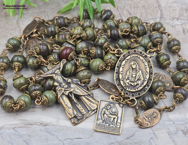 Seven Sorrows Seven Dolores Pieta Bloodstone Vintage Bronze Chaplet