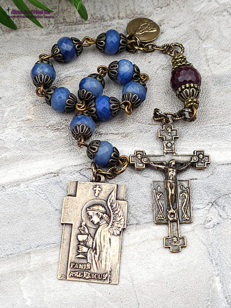 Bread of Angels Sacred Heart Blue Aventurine Vintage Bronze Chaplet