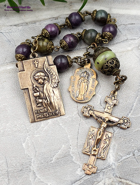 Bread of Angels Sacred Heart of Jesus Color Sapphire Vintage Bronze Chaplet