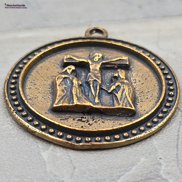 Three Maries at the Cross-Solid Bronze Hand-Cast Large Devotional Medal