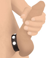Cock Gear Leather Speed Snap Cock Ring - Black
