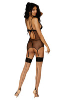 Garter Slip and G-String - One Size - Black