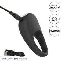 Silicone Rechargeable Pleasure Ring - Black - Black