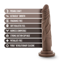 Dr. Skin Silicone - Dr. Carter - 7 Inch Dong With Suction Cup - Chocolate