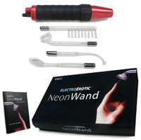 Neon Wand Electrosex Kit - Red and Black Handle Red Electrode