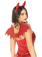 2 Pc Devil Kit, Includes Wings and Headband - Red
