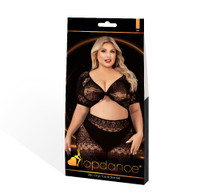 2 Piece Crop Top and Skirt Set - Queen Size - Black