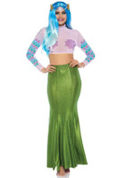 Shimmer Spandex Mermaid Costume Maxi Skirt - Medium-Large - Green