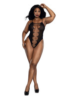 Easy Teddy With Fishnet Peek a Boo - Black - Q