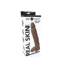 Get Lucky Real Skin 12” Dual Layer Dildo Light Brown