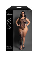 Killin It Asymmetrical Footless Bodystocking - Queen - Black