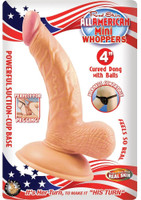 All American Mini Whoppers 4-Inch Curved Dong With Balls - Flesh