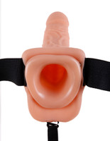 Fetish Fantasy Series 7-Inch Vibrating Hollow Strap-on With Balls - Flesh