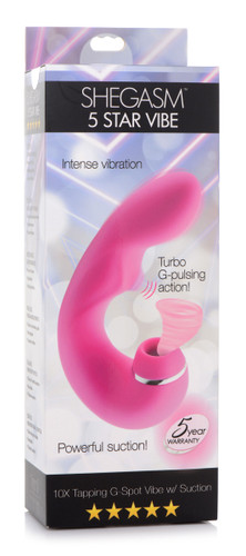 Shegasm 5 Star 10x Tapping G-Spot Vibe With Suction - Pink