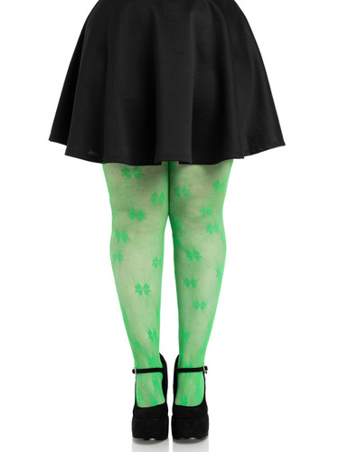 Clover Net Tights - 1x 2x - Green