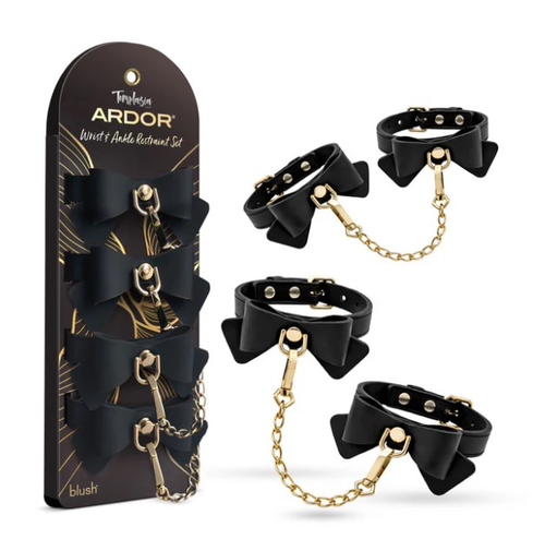 Temptasia Ardor Wrist and ​Ankle Restraints​ Black With Bow