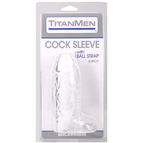 Titanmen - Cock Sleeve With Ball Strap - 6 Inch Clear